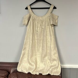 Billy Reid, Made in Italy,  Peek a Boo Shoulders Metallic Threads cotton dress 4